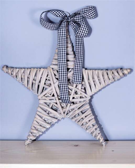 St Helens Christmas Light Grey Wicker Star Woven Willow