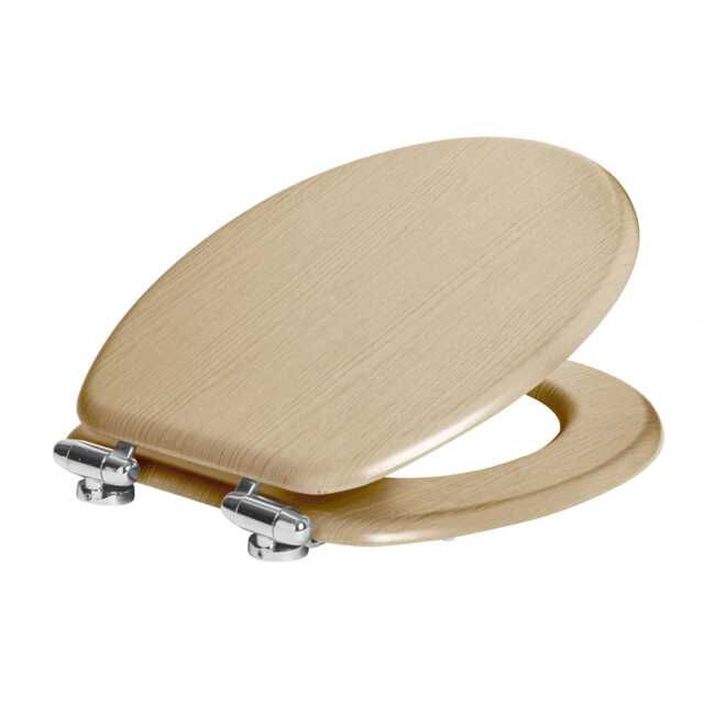 Harbour Housewares Soft Close Wooden Toilet Seat - Light Oak Brown Light Oak