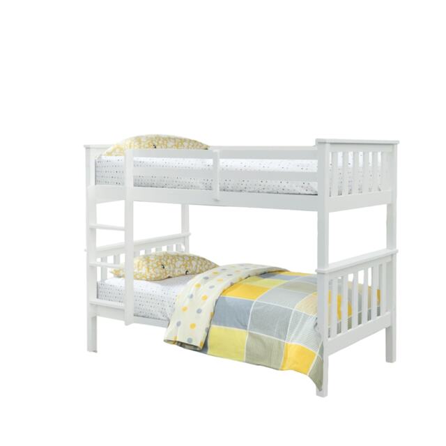 3ft Single White Wooden Bunk Bed