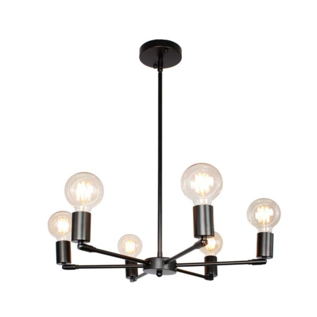 Industrial Chandelier Modern 6 Lights Metal Black Chandelier E27