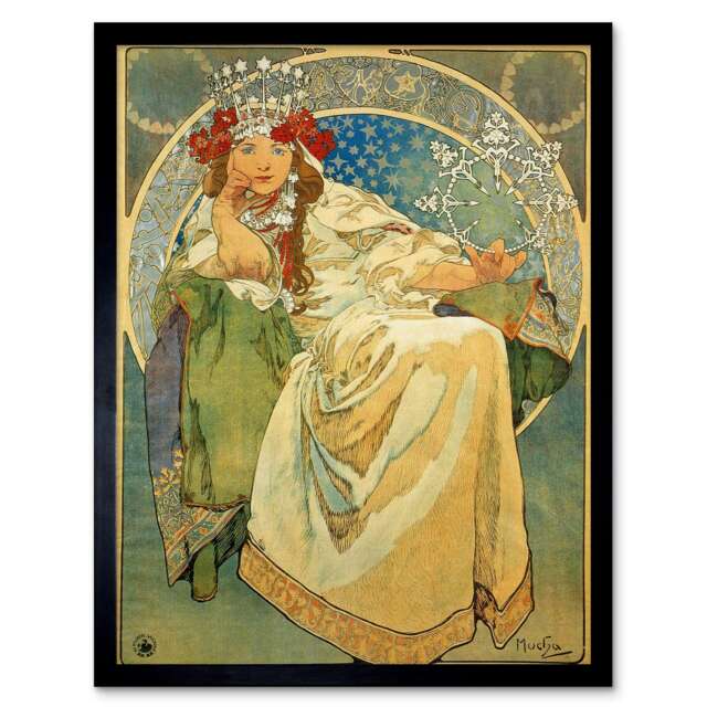 Alphonse Mucha Princess Hyacinth 1911 Old Master Framed Wall Art Print