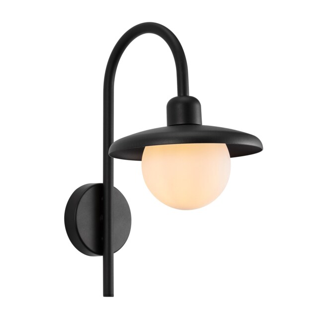 Nordlux Berlo Outdoor Wall Light Black Metal Solar E27 Sensor Diffused - Mains Powered, IP44 Black Black