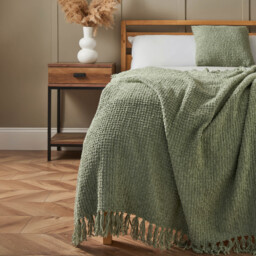 BHS Cross Weave Throw, Sage Green