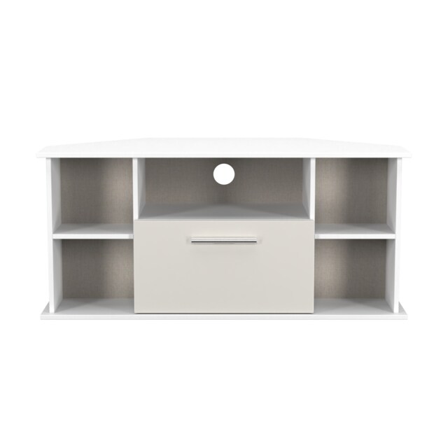 Trent Corner TV Stand in Grey Matt & White (Ready Assembled) Grey Grey Matt & White