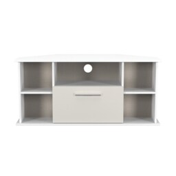 Trent Corner TV Stand in Grey Matt & White (Ready Assembled) Grey Grey Matt & White