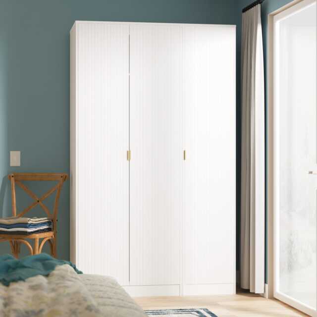 Denver Tall Triple Wardrobe in White Matt (Ready Assembled) White White Matt