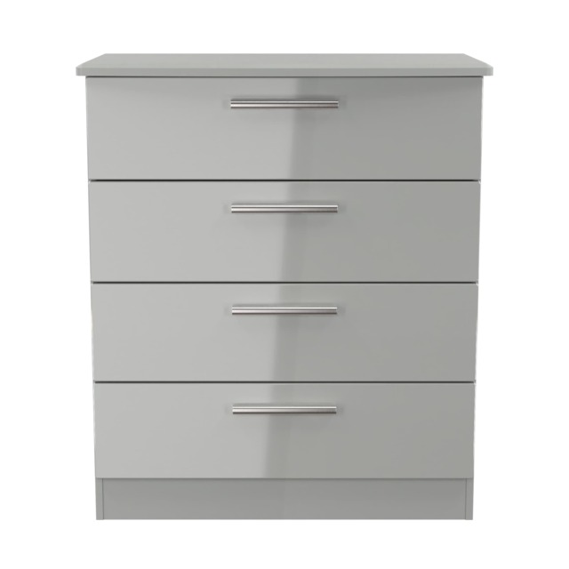 Windsor 4 Drawer Chest of Drawers in Grey Gloss & Dusk Grey (Ready Assembled) Grey Grey Gloss & Dusk Grey