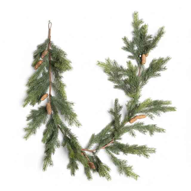 180cm Fir Garland PE Realistic Pine Cone Greenery Holiday Christmas Decoration For Doors, Mantels & Stairways