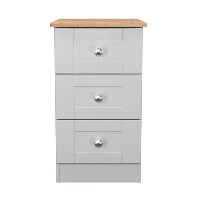 Cumbria 3 Drawer Bedside Cabinet in Grey Ash & Bardolino Oak (Ready Assembled) Grey Grey Ash & Bardolino Oak