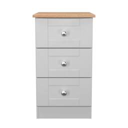Cumbria 3 Drawer Bedside Cabinet in Grey Ash & Bardolino Oak (Ready Assembled) Grey Grey Ash & Bardolino Oak