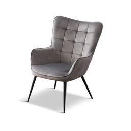 Vera Velvet Occasional Living Room Modern Accent Chair (Grey)