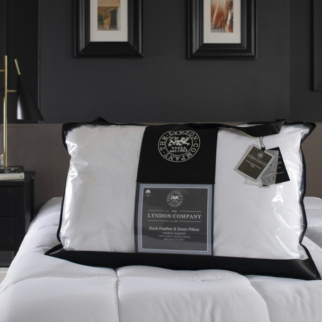 Luxurious Duck Feather & Down Medium Support 100% Cotton Cambric Casing Pillow White White 48 x 74cm