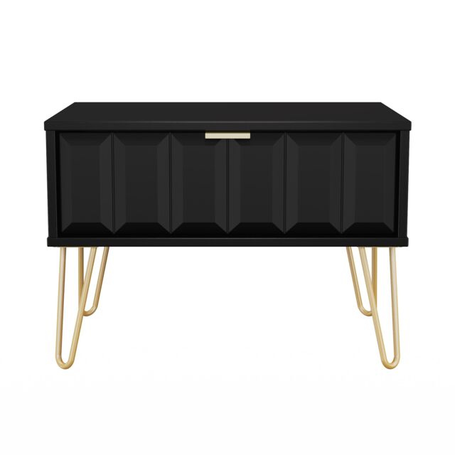 Metro 1 Drawer Wide Bedside Table in Black Matt (Ready Assembled) Black Black Matt