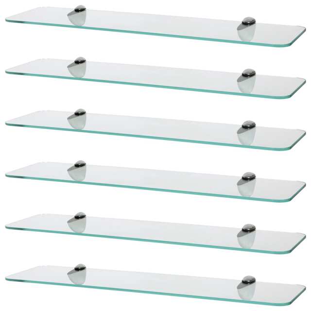 Harbour Housewares Rounded Floating Glass Shelf - 60cm - Metallic Brackets - Bathroom Shower Storage Vanity Display Unit Shelf Silver Chrome 6