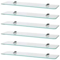 Harbour Housewares Rounded Floating Glass Shelf - 60cm - Metallic Brackets - Bathroom Shower Storage Vanity Display Unit Shelf Silver Chrome 6