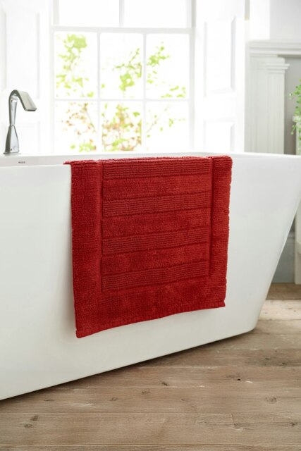 Bliss Pima 100% Cotton Bath Mat 50x80cm – Ultra-Soft 1600GSM Luxury Bathroom Rug Red Paprika 50 x 80cm