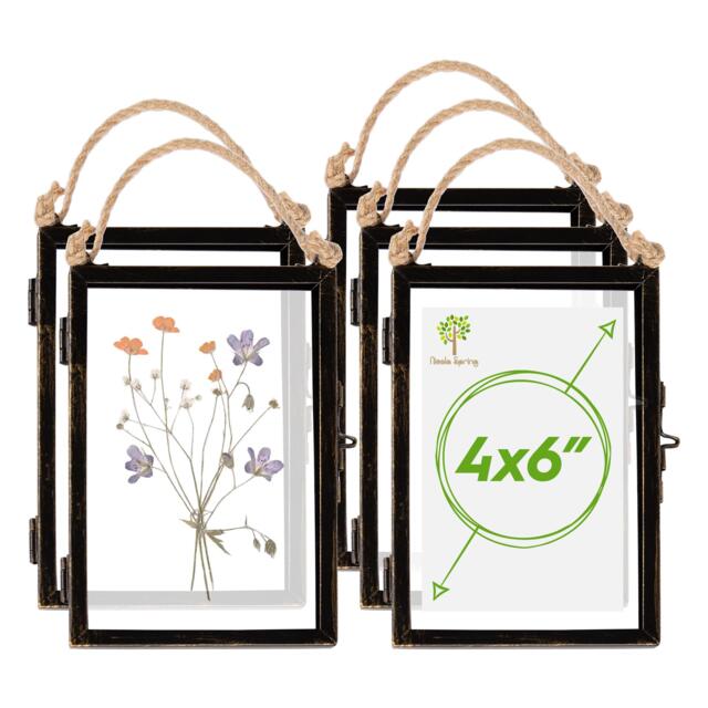 "Nicola Spring Hanging Metal Photo Frames - 4"" x 6"" - Black - Pack of 5 Black White One Size"