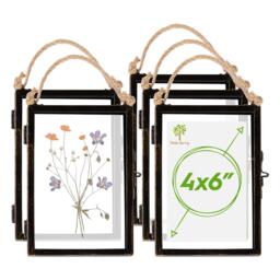 "Nicola Spring Hanging Metal Photo Frames - 4"" x 6"" - Black - Pack of 5 Black White One Size"