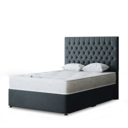 Seraphine Divan Bed with Upholstered Headboard - Grey (Steel) - Super King