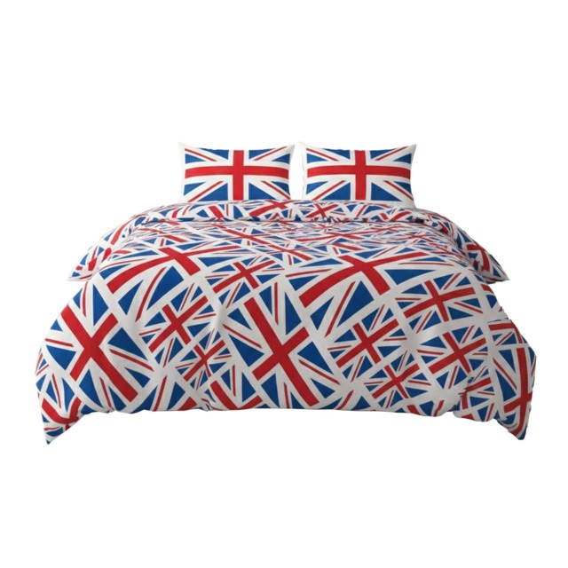Union Jack Duvet Cover Set Trendy British Flag Bedding Bedroom Decor Red Super King