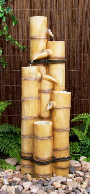 Ginko 5-Tier Bamboo Garden Water Feature for Indoor & Outdoor Use H88cm
