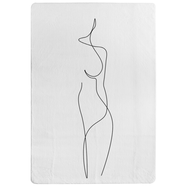 Line Art Drawing Of Woman Designer Rug Multi
