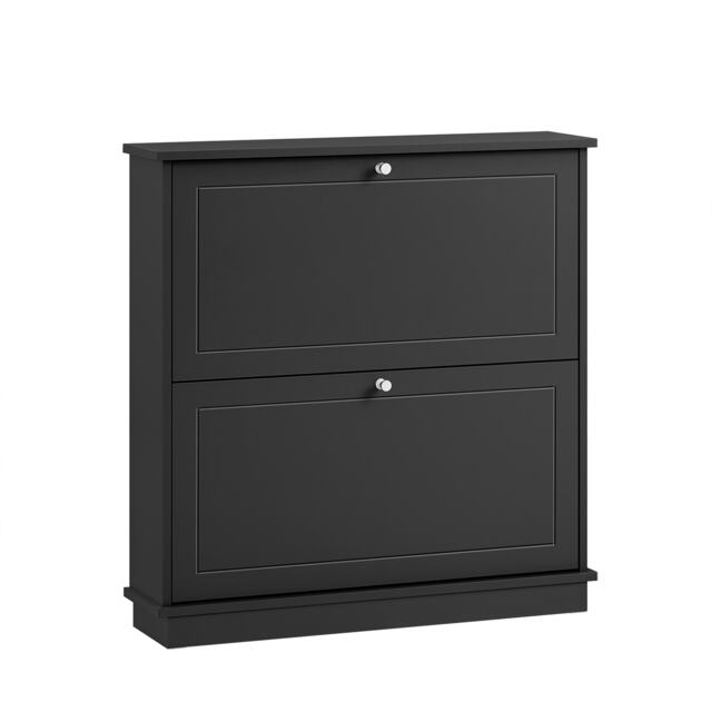 SoBuy Slim Shoe Cabinet with 2 Flip Doors, Black, 29.9x7.1x31.1 in, 17.25 kg - FSR99-SCH