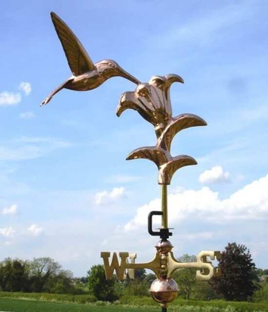 Cottage Hummingbird Copper Weathervane - H66 x W19 x L33 cm