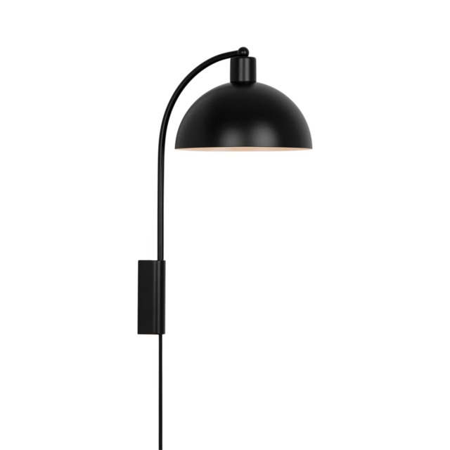 Nordlux Ellen Indoor Wall Light Black Metal Sensor E14 Dome Shade - Plug In or Mains Powered , IP20 Black Black