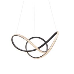 Francisca Integrated LED Pendant Ceiling Light Textured Black, Clear Faceted Acrylic, 1x Integrated LED