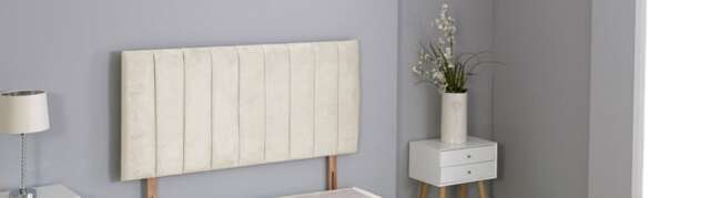 "Cream Plush Velvet 9 Panel Headboard Cream 2FT6 Small Single 20""inch Headboard"
