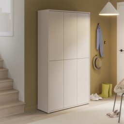 Alice Springs Tall Shoe Cabinet with 6 Doors Push-to-Open in Sand