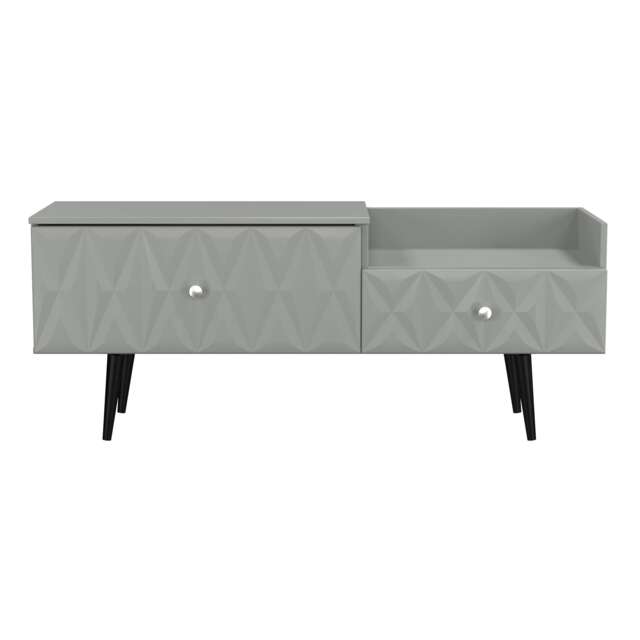 Toledo 2 Drawer 2 Level Media Unit in Dusk Grey (Ready Assembled) Grey Dusk Grey