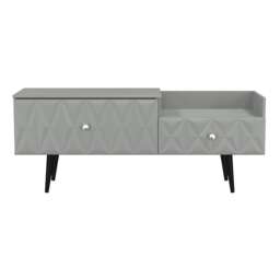 Toledo 2 Drawer 2 Level Media Unit in Dusk Grey (Ready Assembled) Grey Dusk Grey