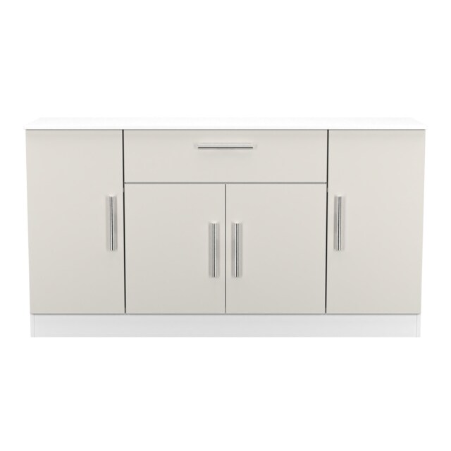 Trent 4 Door 1 Drawer Wide Sideboard in Grey Matt & White (Ready Assembled) Grey Grey Matt & White