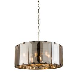 Clooney 8 Light Ceiling Pendant Slate Grey Gloss Paint, Smoke Cut Glass, E14