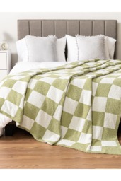Dyzi Checkered Throw Blanket Soft Cozy 200x230cm Sage Green