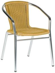 4 Acfa Aluminium Beige Weave Stacking Chairs - Outdoor Cream Beige