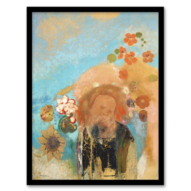 "Evocation of Roussel Floral Portrait Redon Framed Wall Art Print 12X16"""