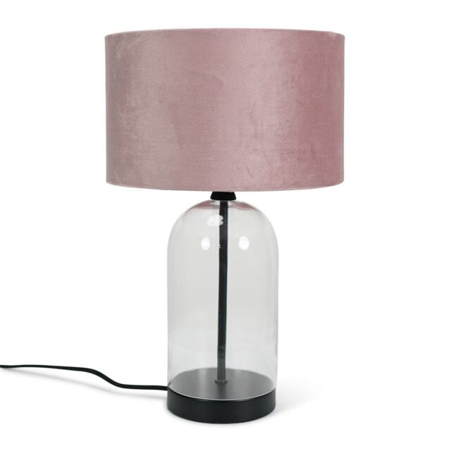 ValueLights Jessy Chrome Metal Table Lamp Blush Pink Velvet Shade and Bulb
