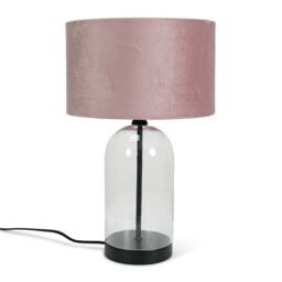 ValueLights Jessy Chrome Metal Table Lamp Blush Pink Velvet Shade and Bulb