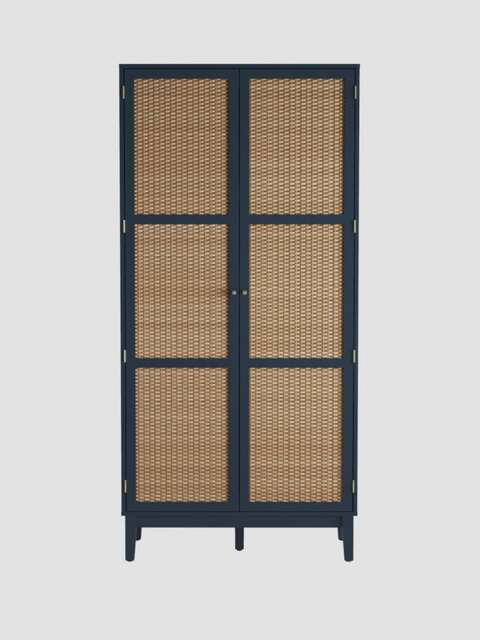 Bordeaux 2 Door Wardrobe - Engineered Wood/Plastic - L55.52 x W85 x H180.5 cm - Berlin Blue/Oak Blue