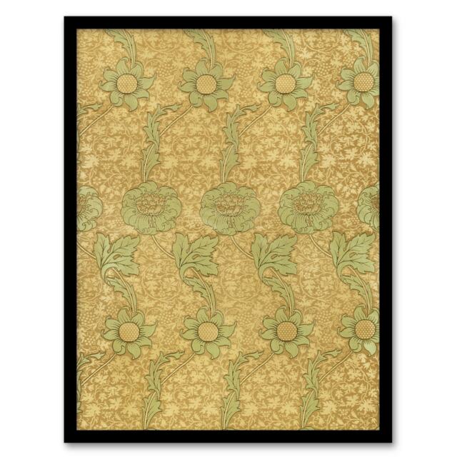 "Kennet Floral Pattern Orange Green Framed Wall Art Print William Morris 12x16"""