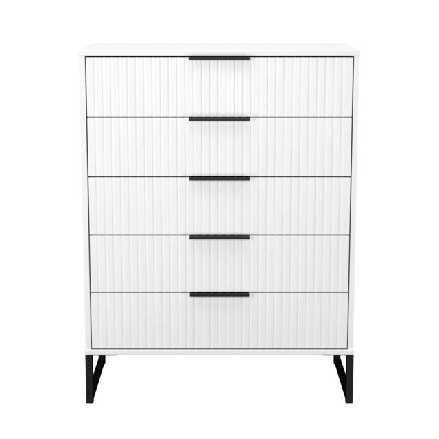 Menai 5 Drawer Chest of Drawers in White Matt (Ready Assembled) White White Matt