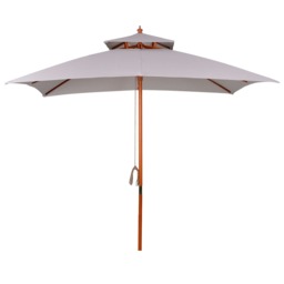 Outsunny 3(m) Wood Square Umbrella Garden Market Parasol Sunshade Grey Multi 300cm x 300cm x 297cm
