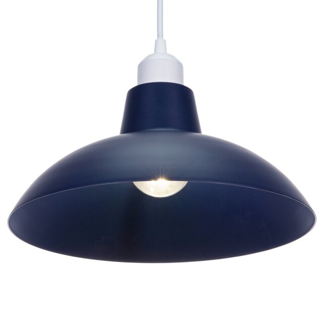 Industrial Retro Designed Matt Midnight Blue Curved Metal Ceiling Pendant Shade Blue Midnight Blue 1