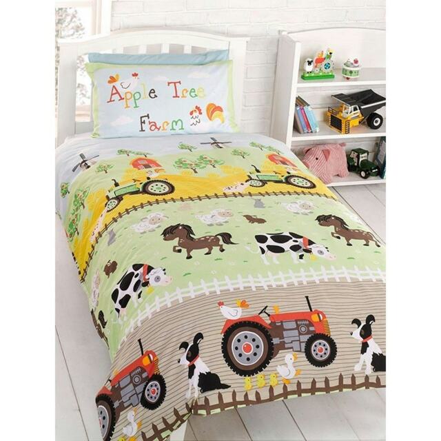 Rapport Home Apple Tree Farm Duvet Cover Set - Blue/Green/Brown - Single Blue Single