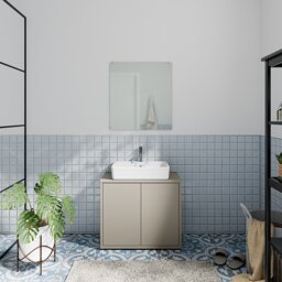 Alice Springs Under Sink Bathroom Cabinet with 2 Doors Push-to-Open in Taupe
