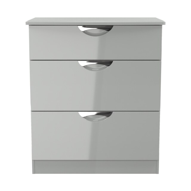 Holborn 3 Drawer Deep Chest of Drawers in Grey Gloss & Dusk Grey (Ready Assembled) Grey Grey Gloss & Dusk Grey