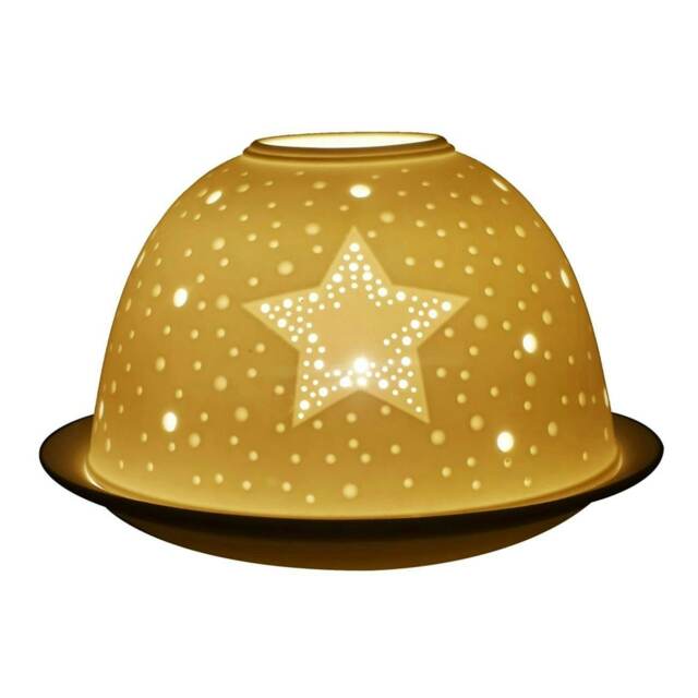 Nordic Lights Tealight Porcelain Candle Shade and Plate Star with Cut Out